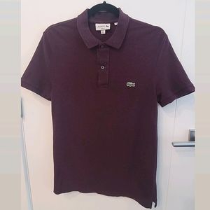 LACOSTE Burgundy Slim Fit Polo Shirt
